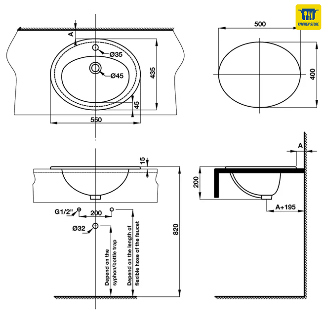 Bồn Rửa Lavabo Vành Nổi Compact Hafele