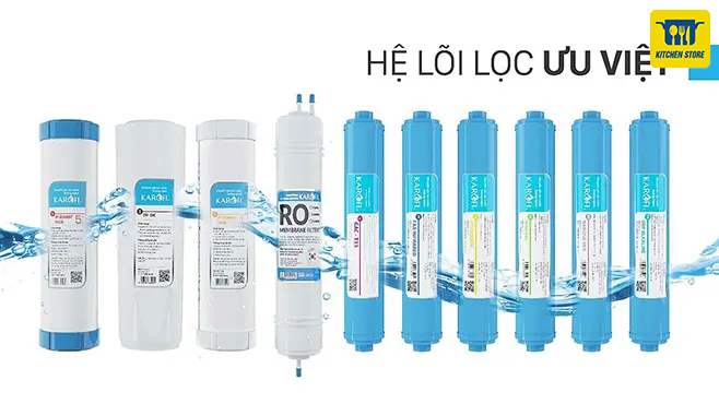 9 lõi lọc thông minh giúp cho nguồn nước được lọc sạch tuyệt đối.