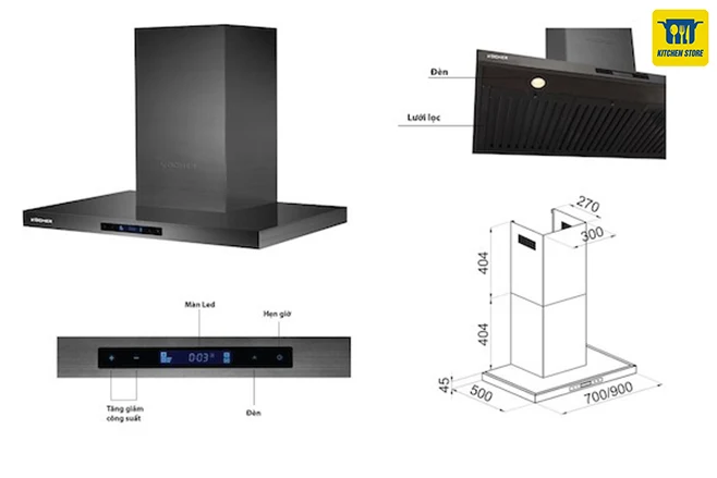 thông số dòng máy hút mùi áp tường K-225MI (70cm)